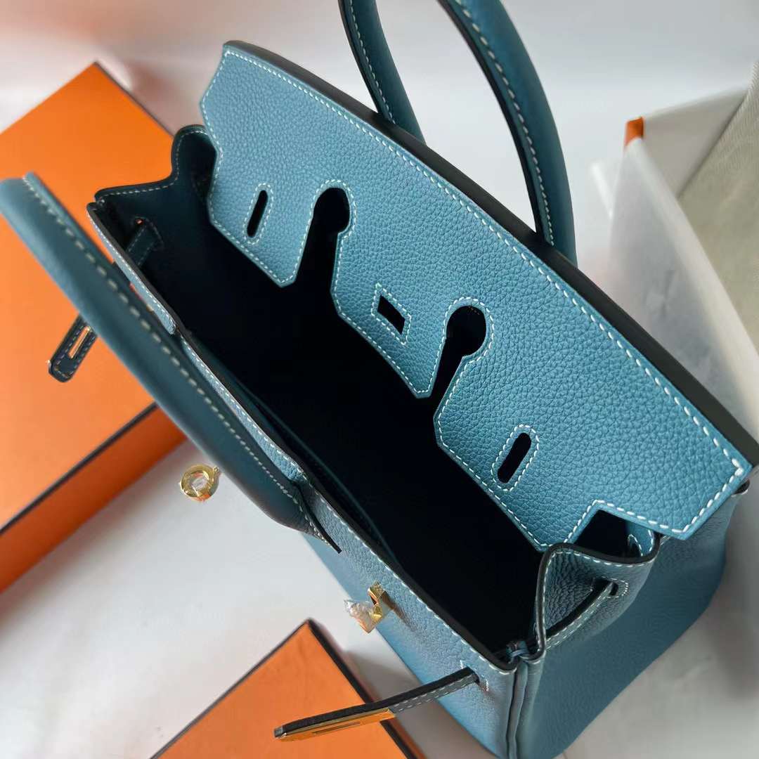 Hermès（爱马仕）Birkin 铂金包 Togo皮 Ck75 牛仔蓝 金扣 25cm Ghw
