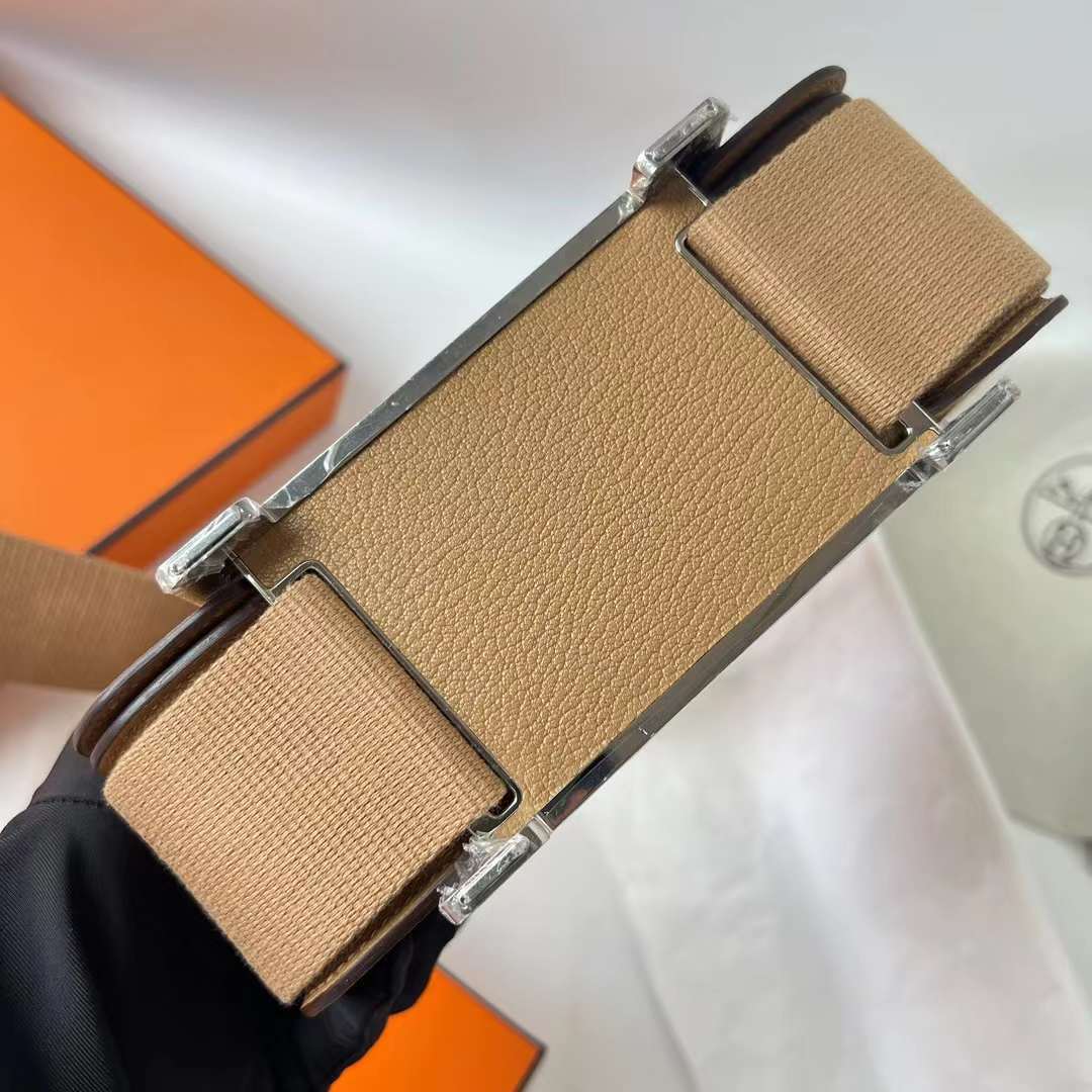 Hermès（爱马仕）Geta 木屐包 Chevre 进口山羊皮 4B 饼干色 银扣 20cm 全手工蜡线缝 Phw