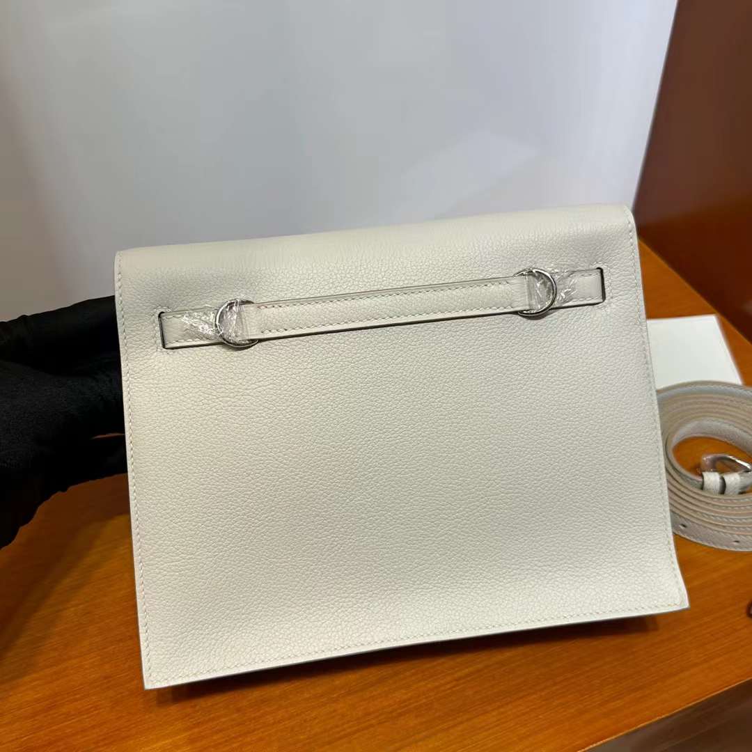 Hermès（爱马仕）Kelly danse 跳舞包 Evercolor Ck80 珍珠灰 银扣 22cm 全手工蜡线缝 Phw