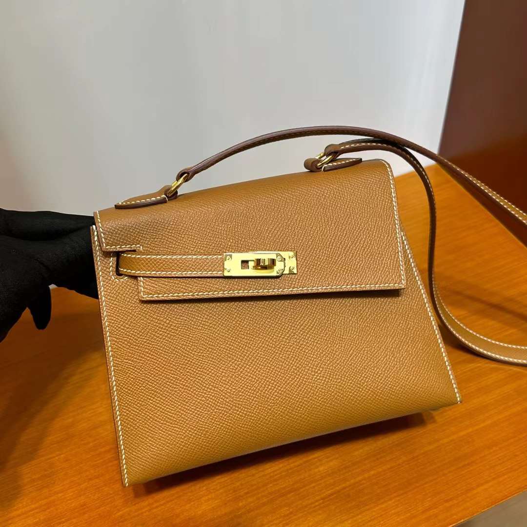 Hermès（爱马仕）Kelly Desordre Epsom Ck37 金棕色 金扣 20cm 全手工蜡线缝 Ghw
