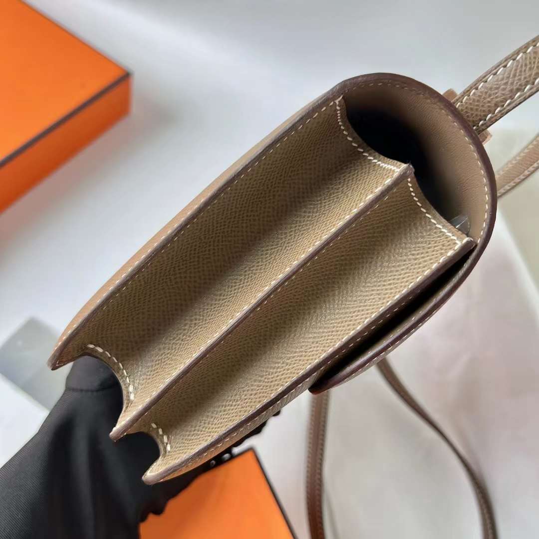 Hermès（爱马仕）Constance 空姐包 1-19 Epsom 镜子款 ck18 大象灰 玫瑰金扣 19cm 全手工蜡线缝 RGhw