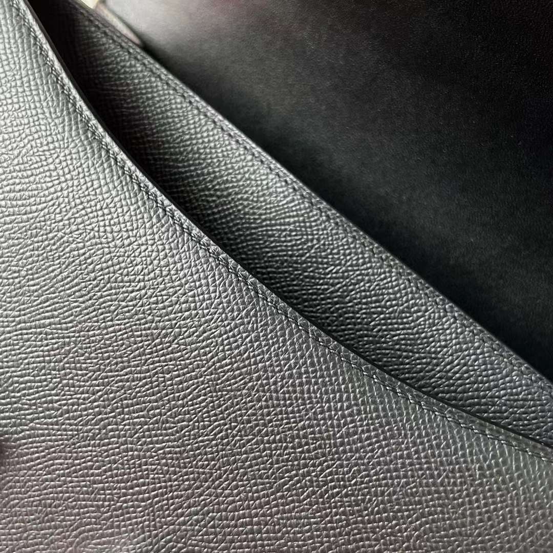 Hermès（爱马仕） Constance 空姐包 Epsom Ck89 黑色 银扣 24cm 全手工蜡线缝 Phw