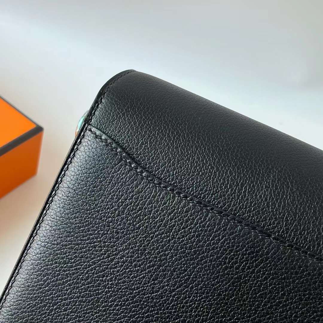 Hermès（爱马仕）Roulis 猪鼻子 Evercolor Ck89 黑色 金扣 18cm 全手工蜡线缝 Ghw