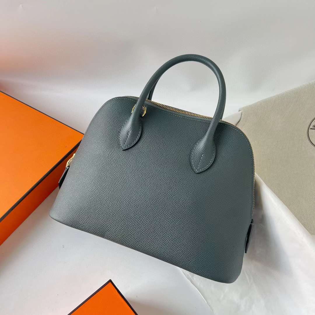 Hermès（爱马仕）Bolide 保龄球包 Epsom Y7 飓风蓝 金扣 25cm 全手工蜡线缝 Ghw