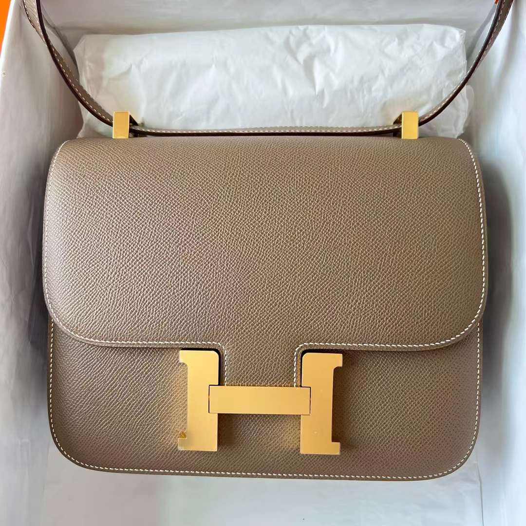 Hermès（爱马仕） Constance 空姐包 Epsom Ck18 大象灰 金扣 24cm 全手工蜡线缝 Ghw