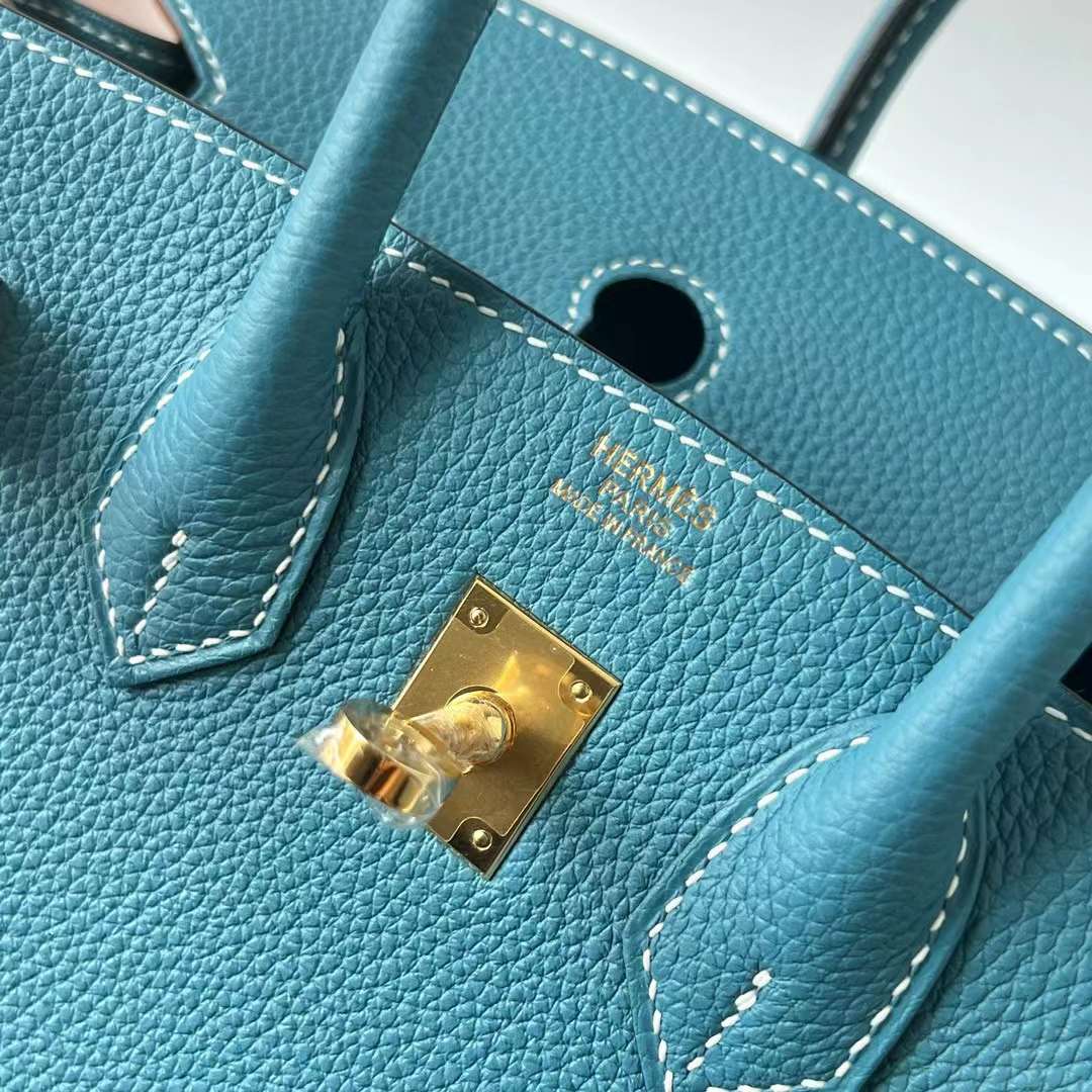 Hermès（爱马仕）Birkin 铂金包 Togo皮 Ck75 牛仔蓝 金扣 25cm Ghw