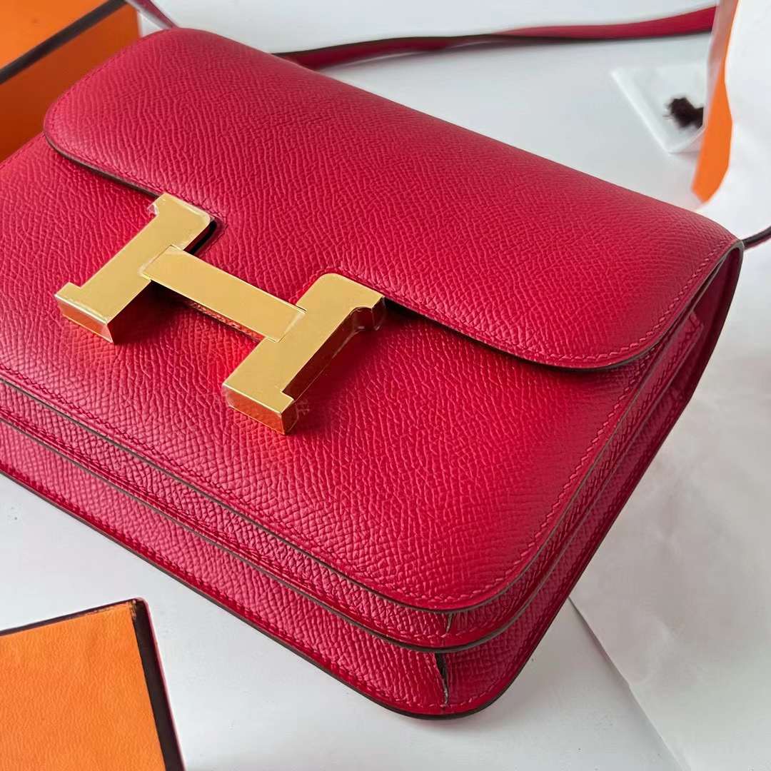 Hermès（爱马仕）Constance 空姐包 Epsom Q5 国旗红 金扣 19cm 全手工蜡线缝 ghw
