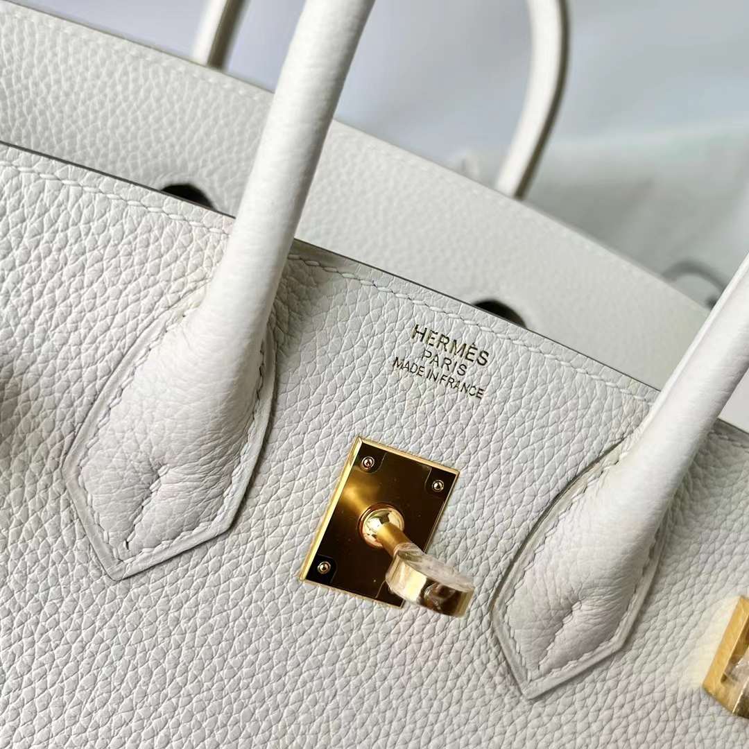 Hermès（爱马仕）Birkin 铂金包 Togo皮 8L 冰川白 金扣 25cm Ghw