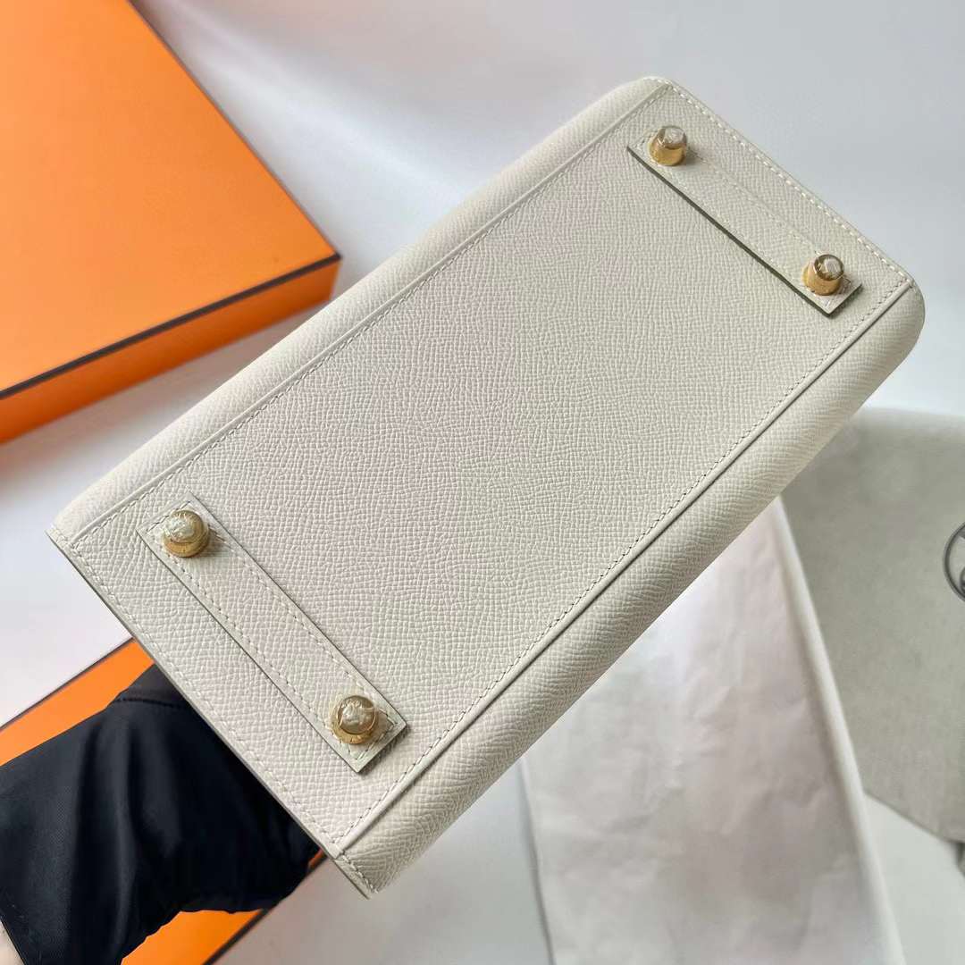 Hermès（爱马仕）Birkin 铂金包 Sellier Epsom Ck10 奶昔白 金扣 25cm 全手工蜡线缝 Ghw