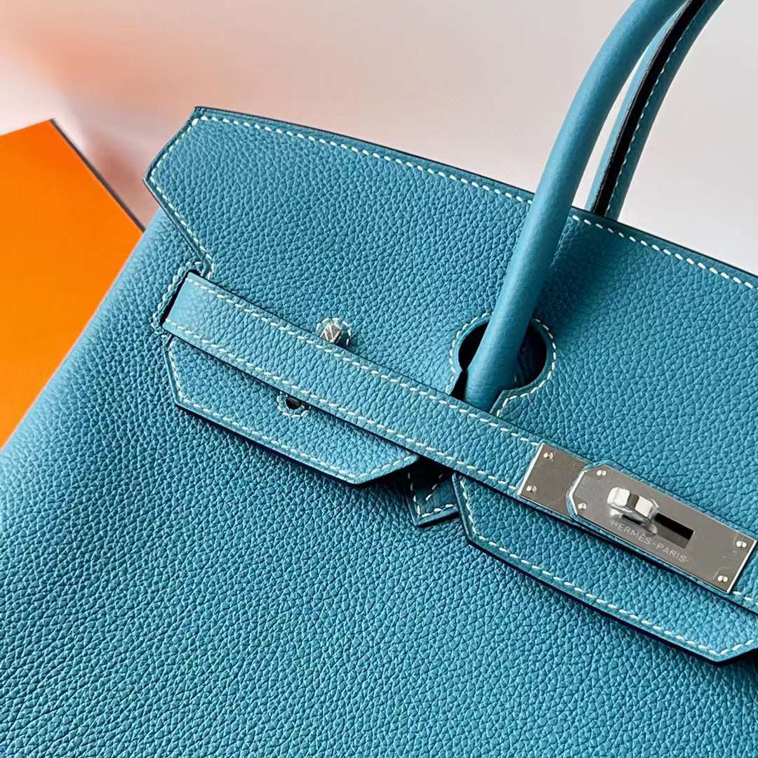 Hermès（爱马仕）Birkin 铂金包 Togo Ck75 牛仔蓝 银扣 35cm 全手工蜡线缝 Phw