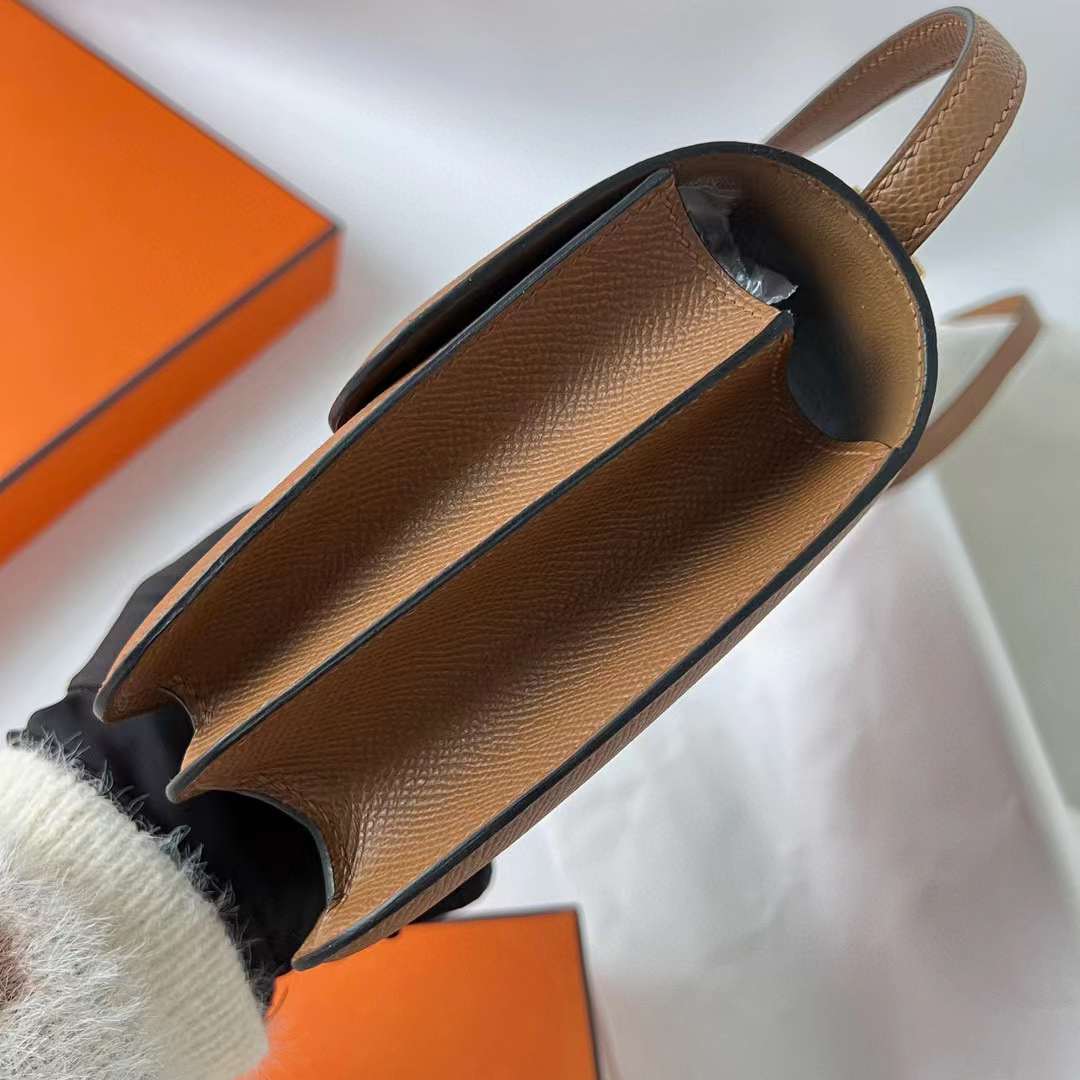 Hermès（爱马仕）Constance 空姐包 Epsom 3G 栗子棕 金扣 19cm 全手工蜡线缝 ghw