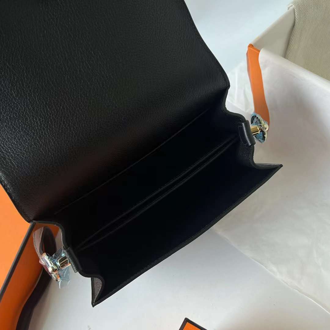 Hermès（爱马仕）Roulis 猪鼻子 Evercolor Ck89 黑色 金扣 18cm 全手工蜡线缝 Ghw