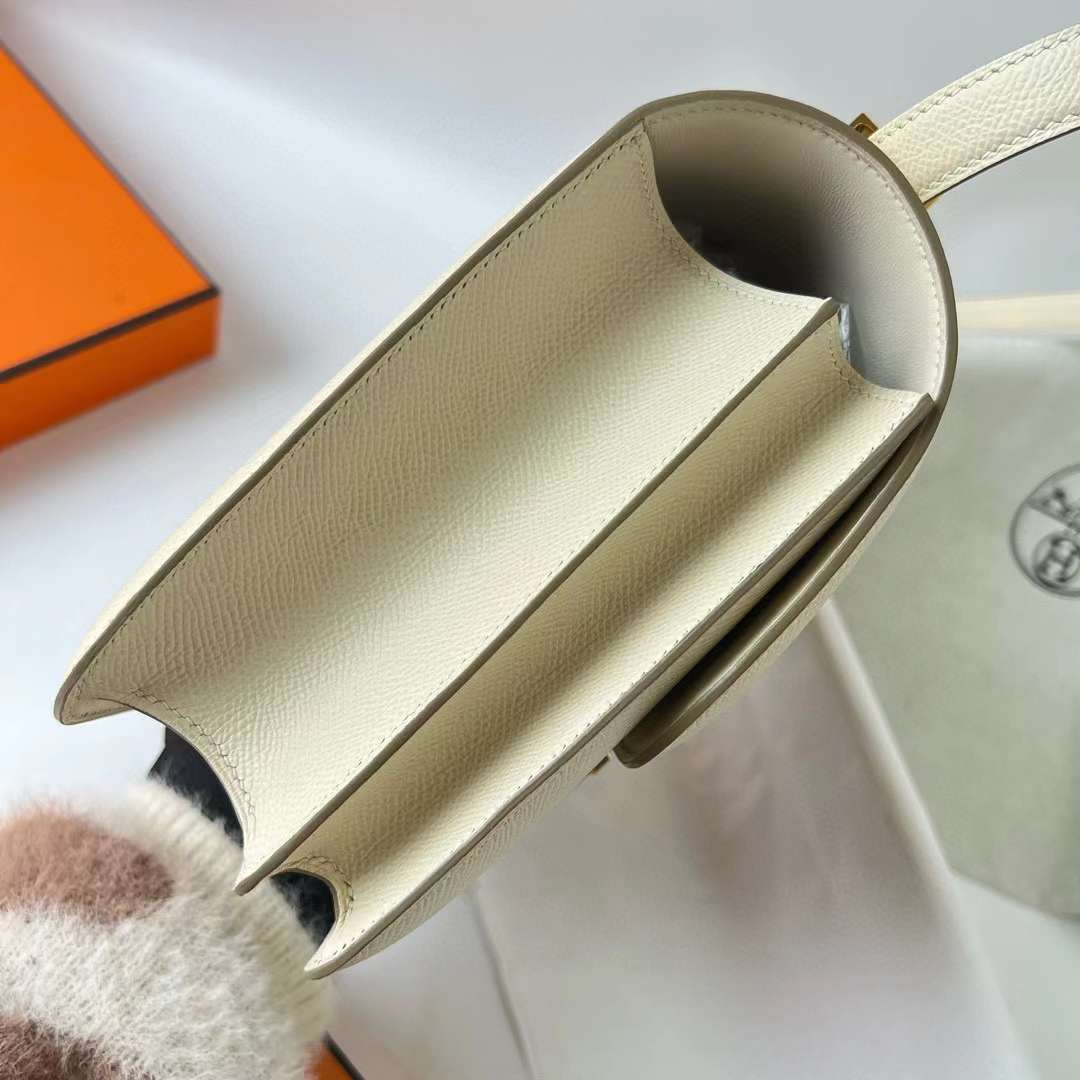 Hermès（爱马仕）Constance 空姐包 Epsom I2 奶油白 金扣 24cm 全手工蜡线缝 Ghw