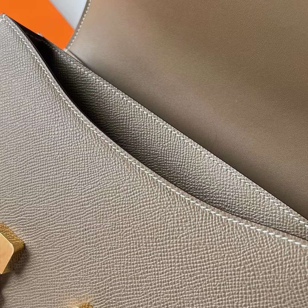 Hermès（爱马仕） Constance 空姐包 Epsom Ck18 大象灰 金扣 24cm 全手工蜡线缝 Ghw