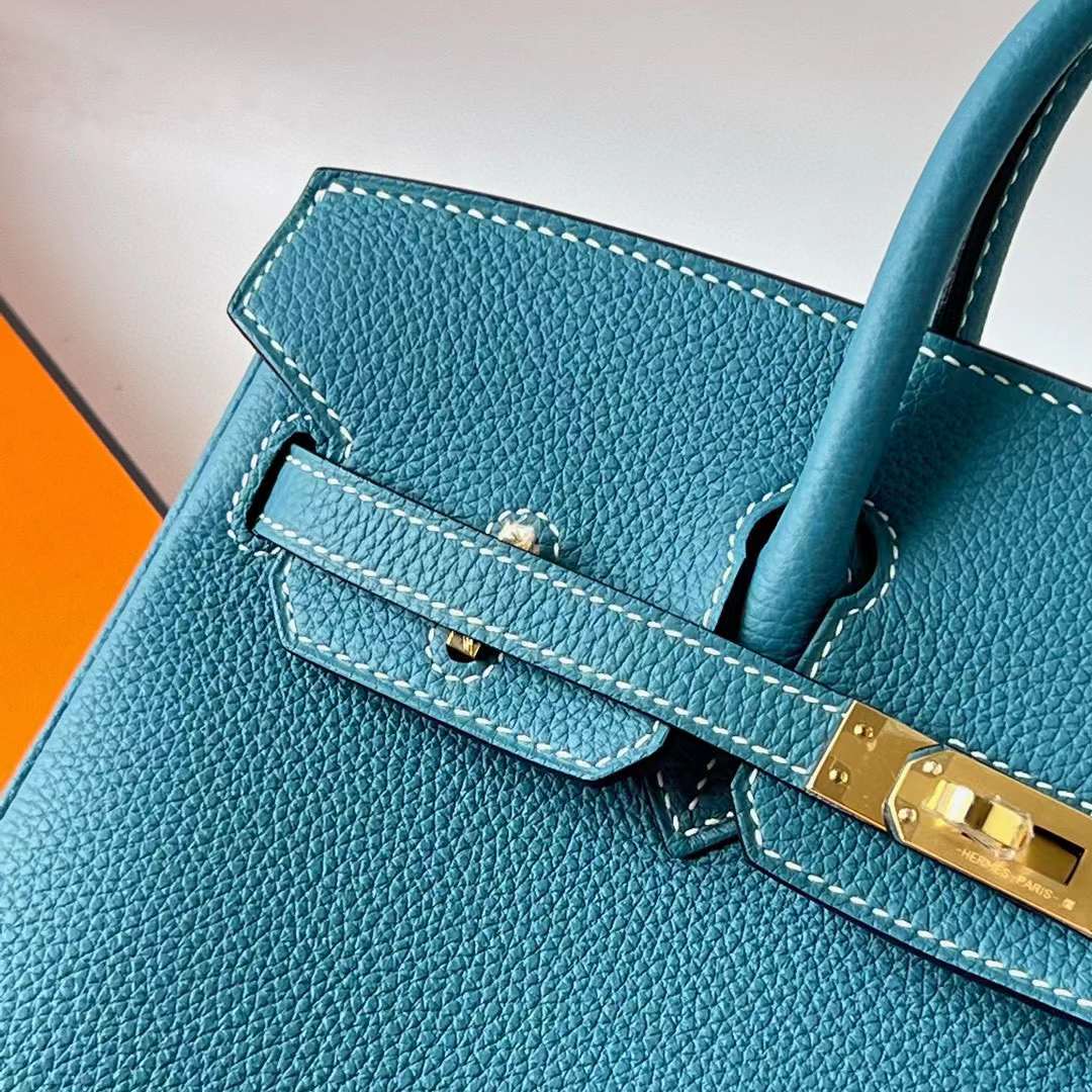Hermès（爱马仕）Birkin 铂金包 Togo皮 Ck75 牛仔蓝 金扣 25cm Ghw