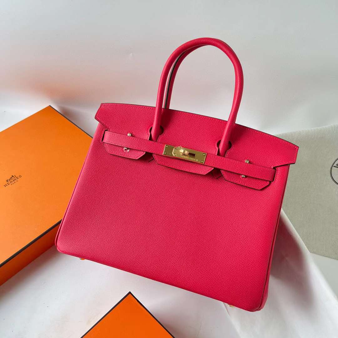 Hermès（爱马仕）Birkin 铂金包 Togo i6 极致粉 金扣 30cm 全手工蜡线缝 Ghw