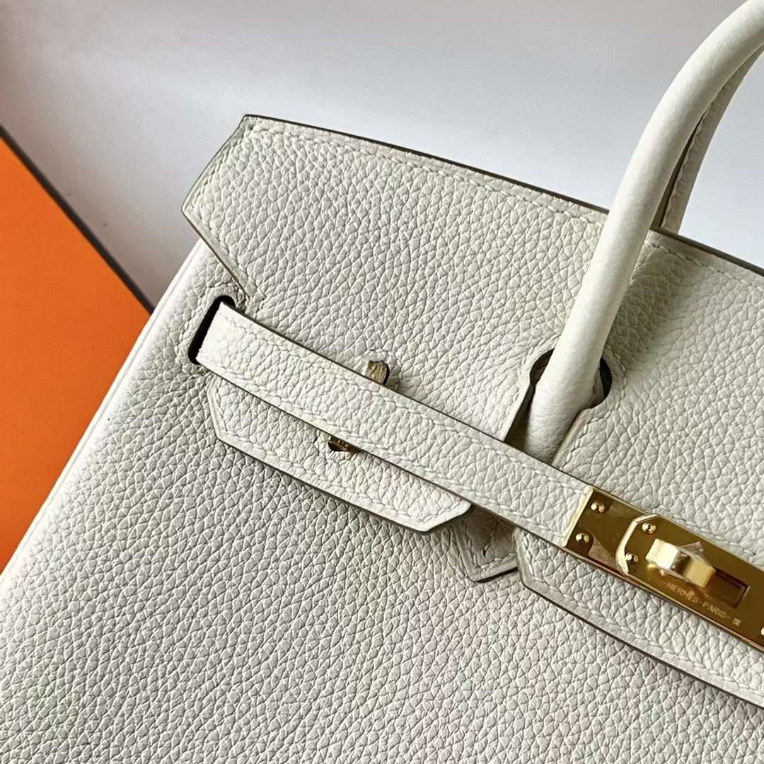 Hermès（爱马仕）Birkin 铂金包 Togo皮 8L 冰川白 金扣 25cm Ghw