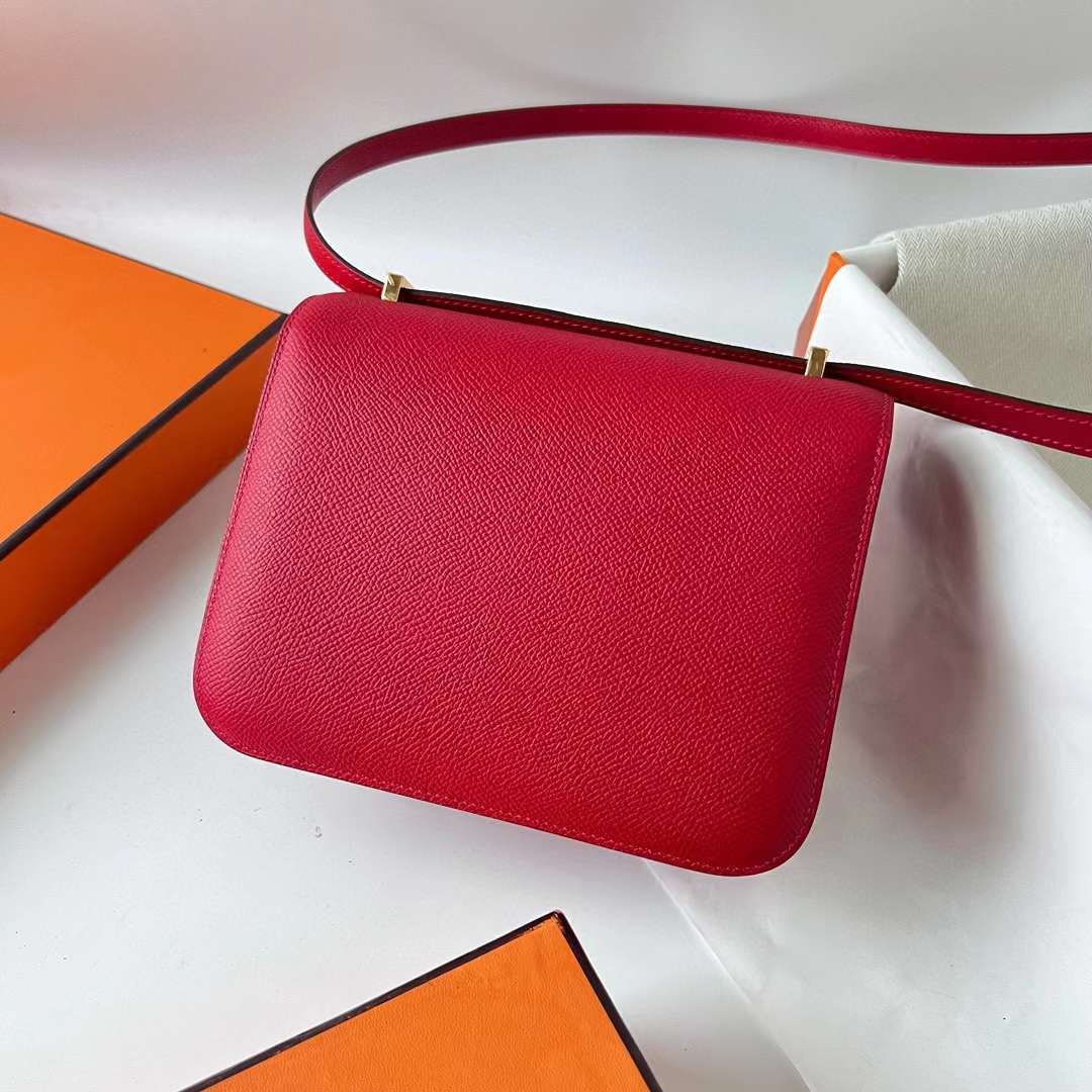 Hermès（爱马仕）Constance 空姐包 Epsom Q5 国旗红 金扣 19cm 全手工蜡线缝 ghw