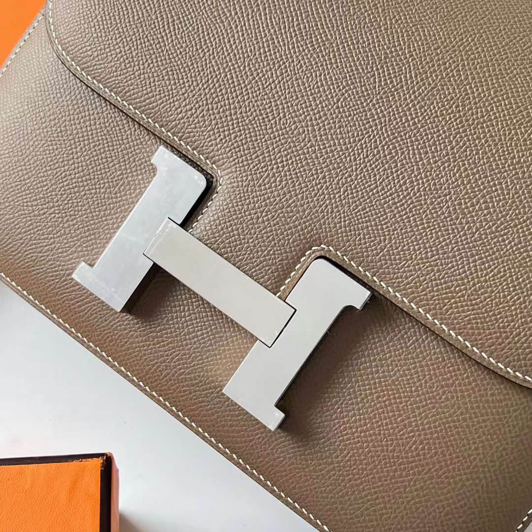 Hermès（爱马仕） Constance 空姐包 Epsom Ck18 大象灰 银扣 24cm 全手工蜡线缝 Phw