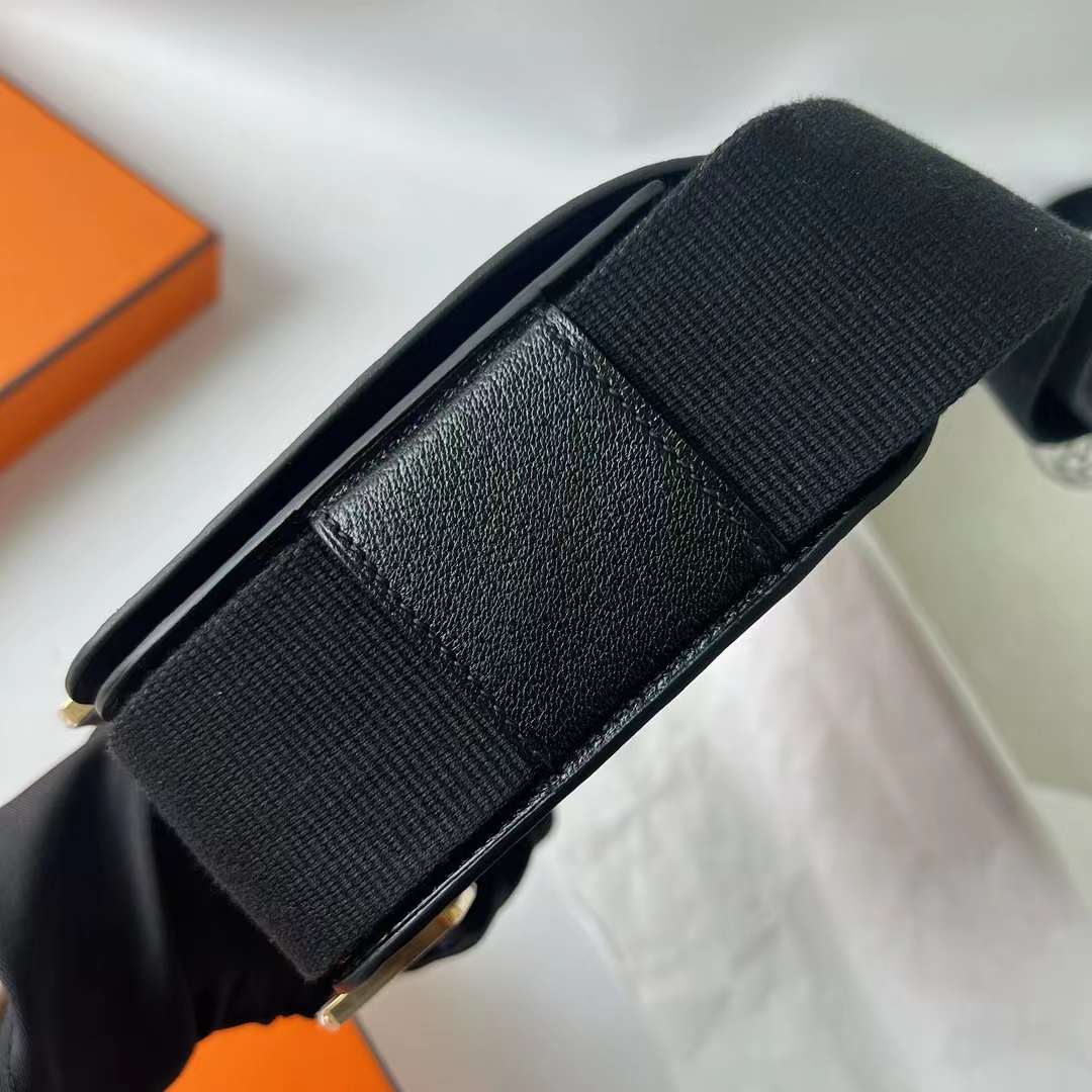 Hermès（爱马仕）Geta 木屐包 Chevre 进口山羊皮 Ck89 黑色 金扣 20cm 全手工蜡线缝 Ghw