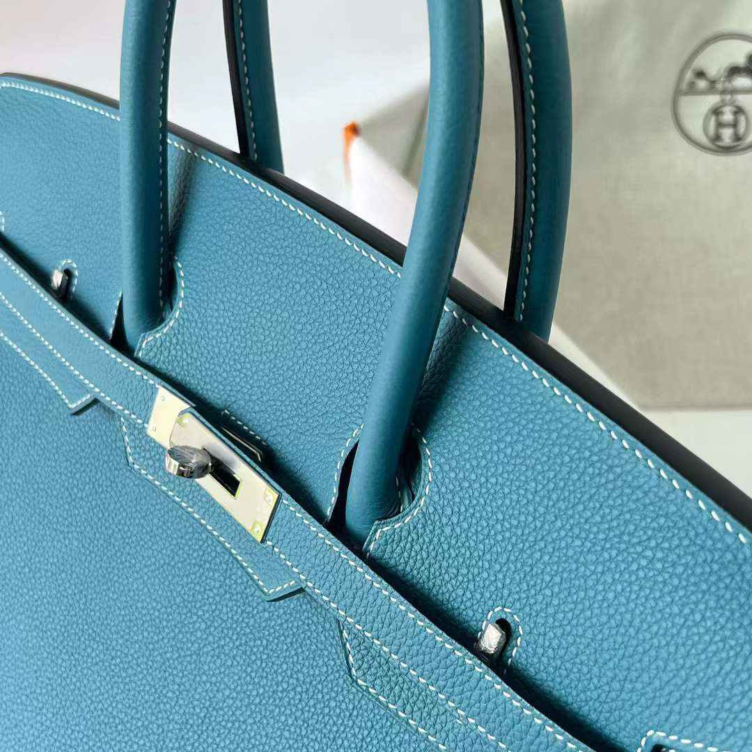 Hermès（爱马仕）Birkin 铂金包 Togo Ck75 牛仔蓝 银扣 35cm 全手工蜡线缝 Phw