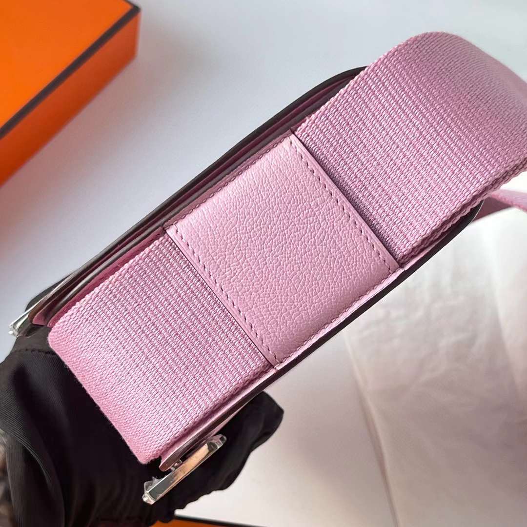 Hermès（爱马仕）Geta 木屐包 Chevre 进口山羊皮 X9 锦葵紫 银扣 20cm 全手工蜡线缝 Phw