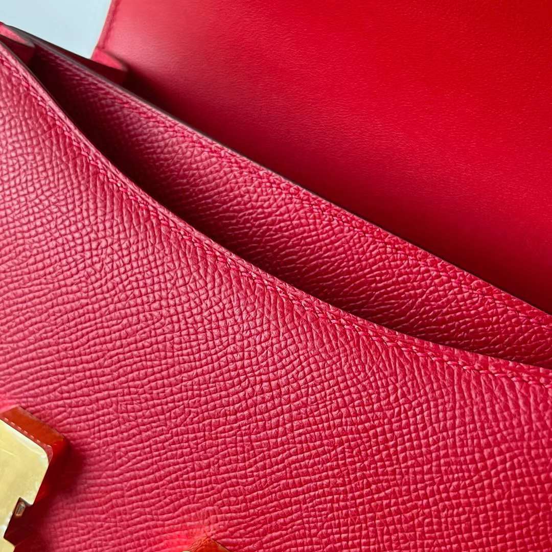 Hermès（爱马仕）Constance 空姐包 Epsom Q5 国旗红 金扣 19cm 全手工蜡线缝 ghw