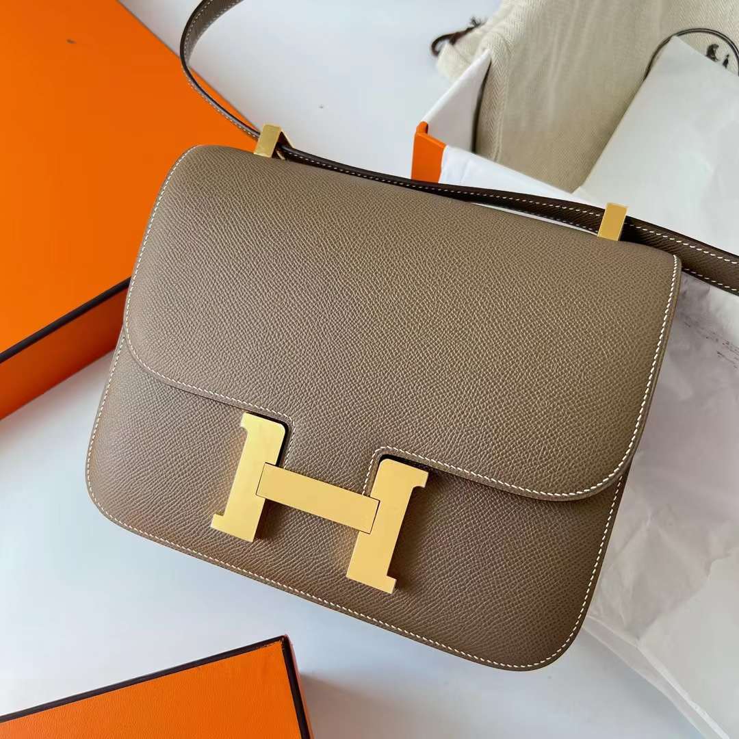 Hermès（爱马仕） Constance 空姐包 Epsom Ck18 大象灰 金扣 24cm 全手工蜡线缝 Ghw