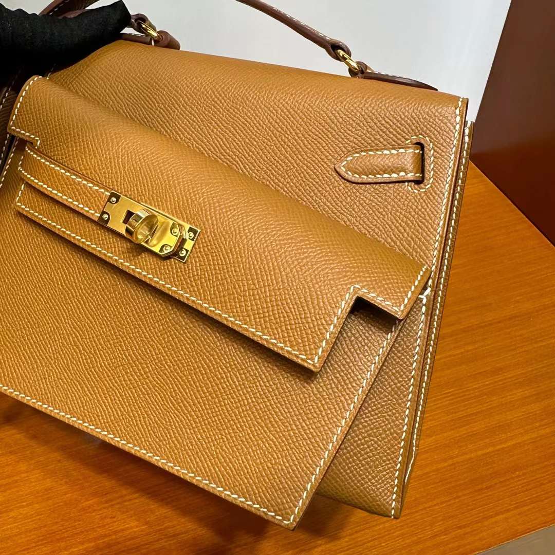 Hermès（爱马仕）Kelly Desordre Epsom Ck37 金棕色 金扣 20cm 全手工蜡线缝 Ghw
