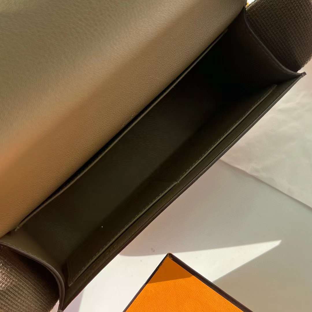 Hermès（爱马仕）Geta 木屐包 Chevre 进口山羊皮 Ck18 大象灰 银扣 20cm 全手工蜡线缝 Phw