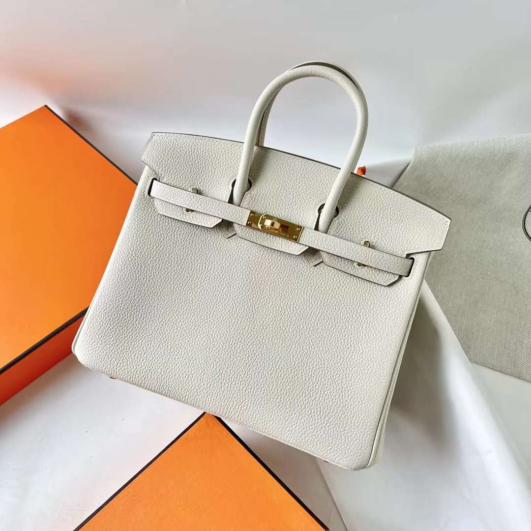 Hermès（爱马仕）Birkin 铂金包 Togo皮 8L 冰川白 金扣 25cm Ghw
