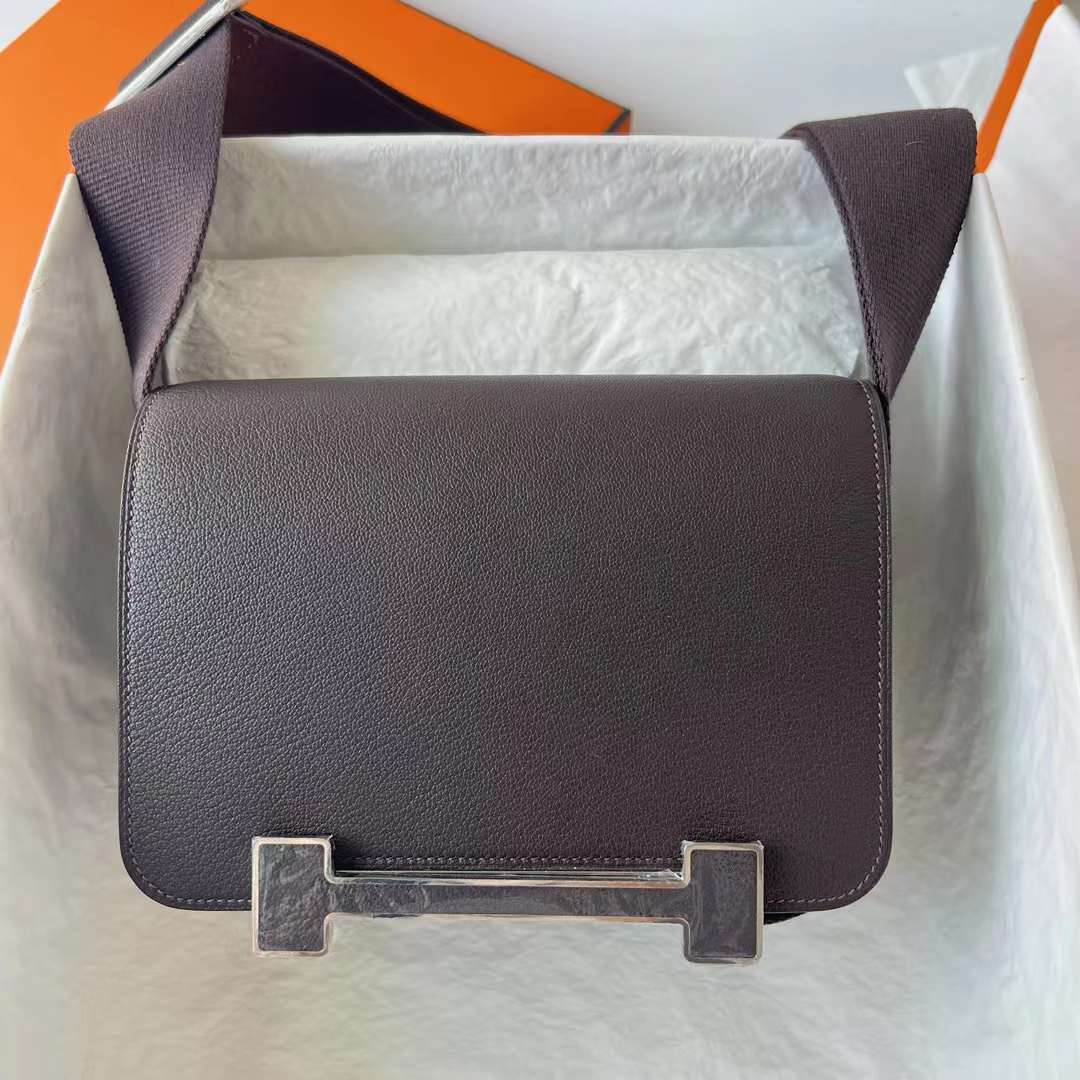 Hermès（爱马仕）Geta 木屐包 Chevre 进口山羊皮 0G 马鞍红 银扣 20cm 全手工蜡线缝 Phw