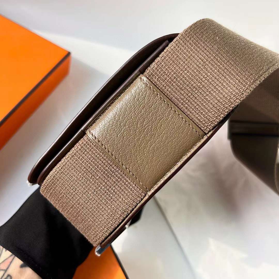 Hermès（爱马仕）Geta 木屐包 Chevre 进口山羊皮 Ck18 大象灰 银扣 20cm 全手工蜡线缝 Phw