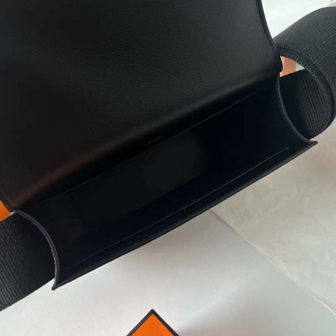 Hermès（爱马仕）Geta 木屐包 Chevre 进口山羊皮 Ck89 黑色 金扣 20cm 全手工蜡线缝 Ghw