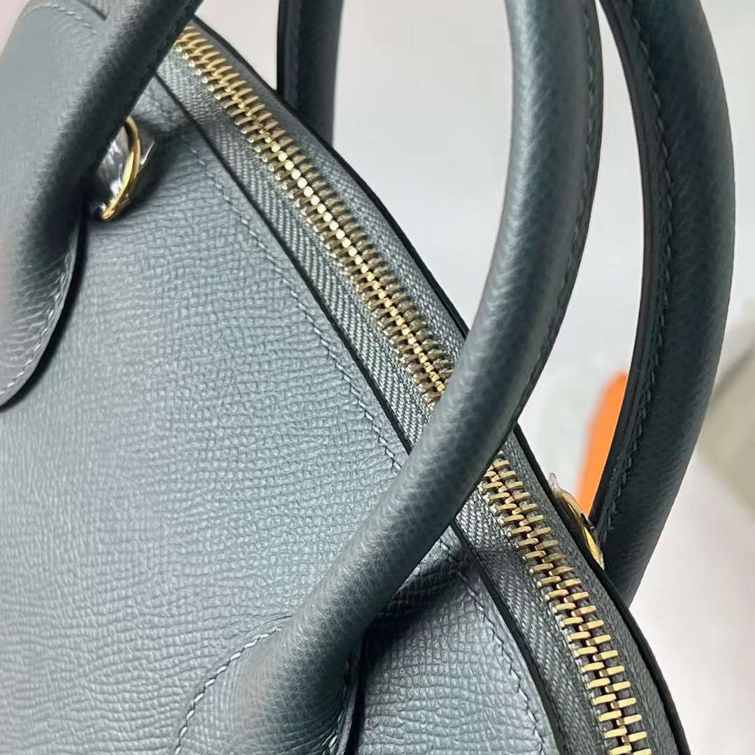 Hermès（爱马仕）Bolide 保龄球包 Epsom Y7 飓风蓝 金扣 25cm 全手工蜡线缝 Ghw