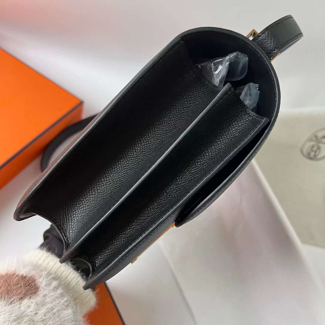 Hermès（爱马仕） Constance 空姐包 Epsom Ck89 黑色 金扣 24cm 全手工蜡线缝 Ghw