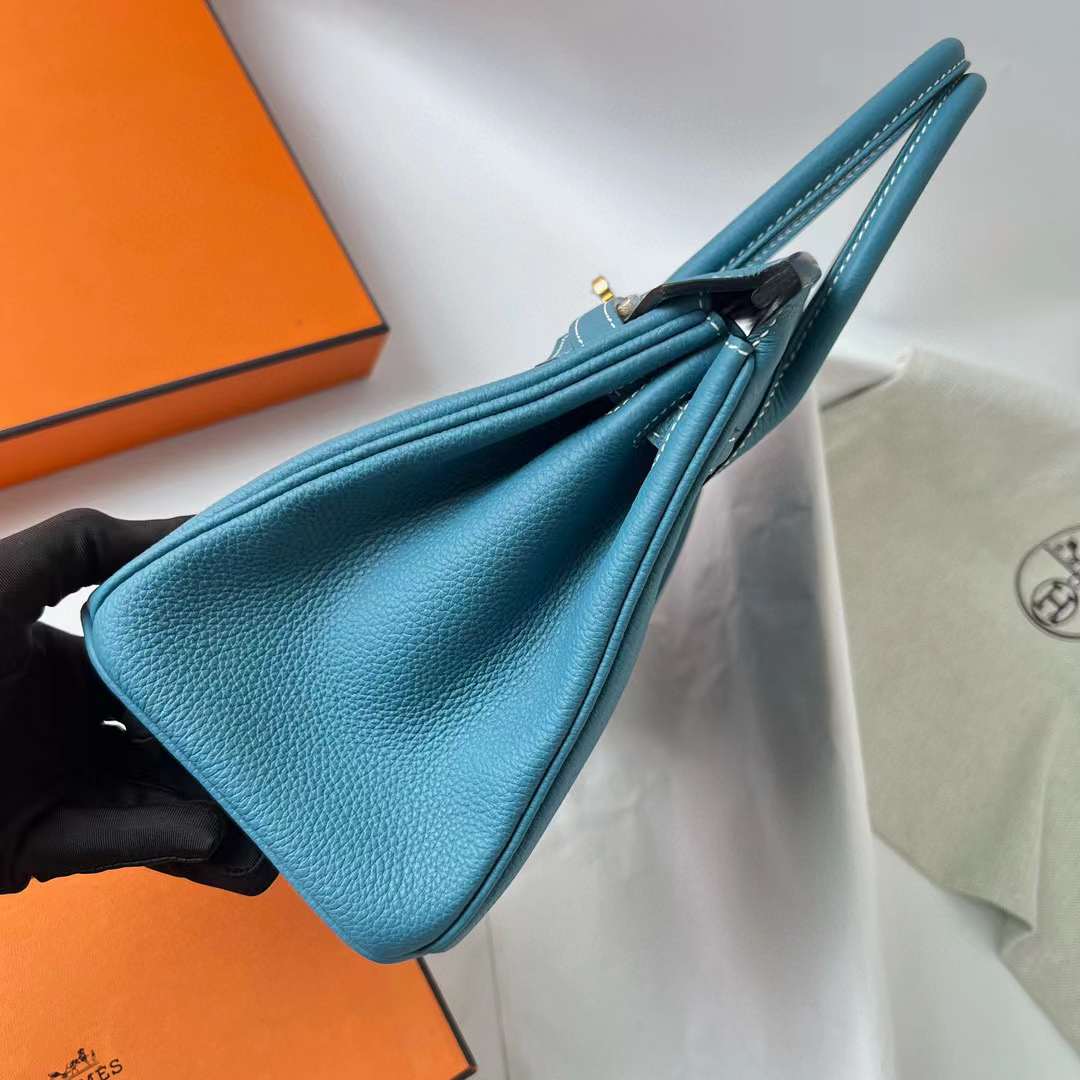 Hermès（爱马仕）Birkin 铂金包 Togo皮 Ck75 牛仔蓝 金扣 25cm Ghw