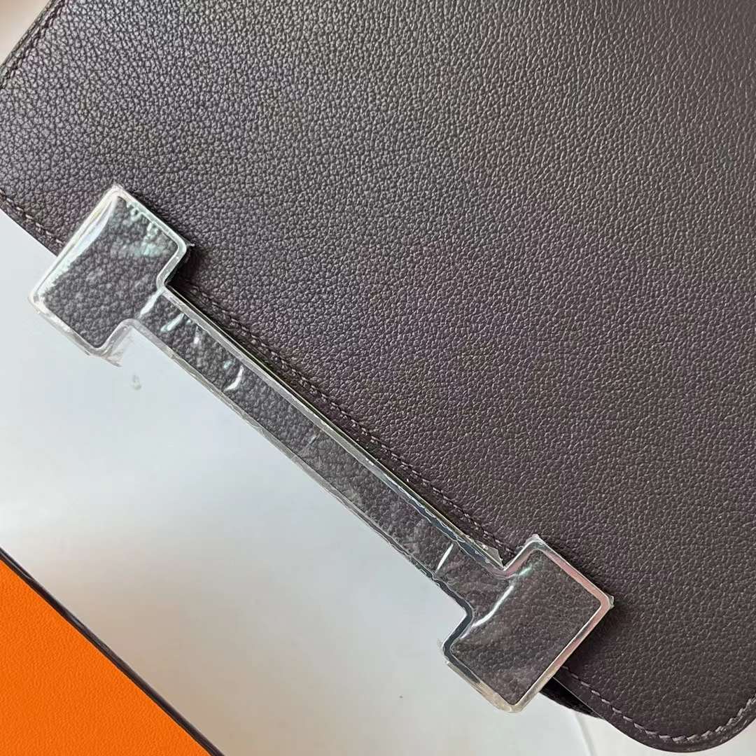 Hermès（爱马仕）Geta 木屐包 Chevre 进口山羊皮 0G 马鞍红 银扣 20cm 全手工蜡线缝 Phw