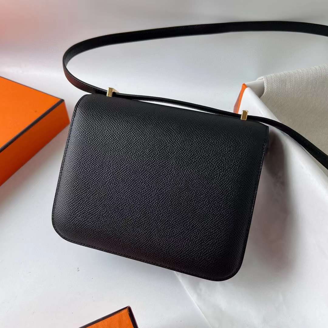 Hermès（爱马仕）Constance 空姐包 Epsom Ck89 黑色 金扣 19cm 全手工蜡线缝 ghw