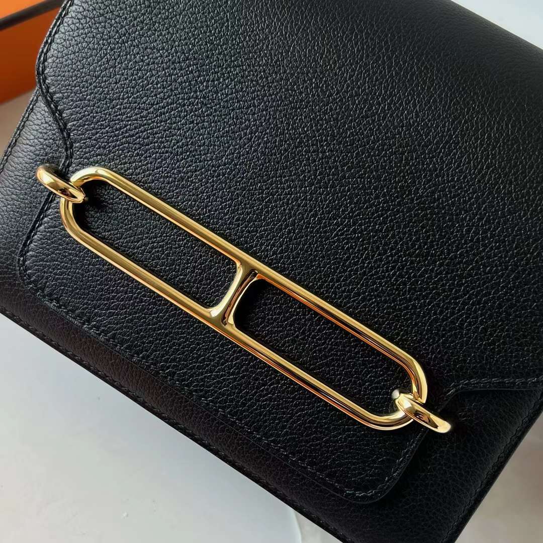 Hermès（爱马仕）Roulis 猪鼻子 Evercolor Ck89 黑色 金扣 18cm 全手工蜡线缝 Ghw