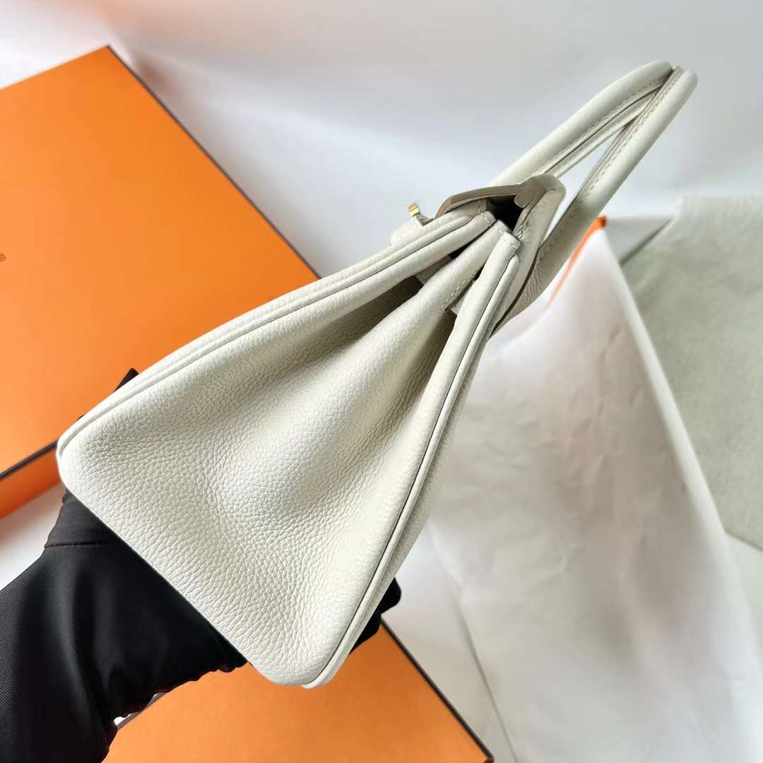 Hermès（爱马仕）Birkin 铂金包 Togo皮 8L 冰川白 金扣 25cm Ghw