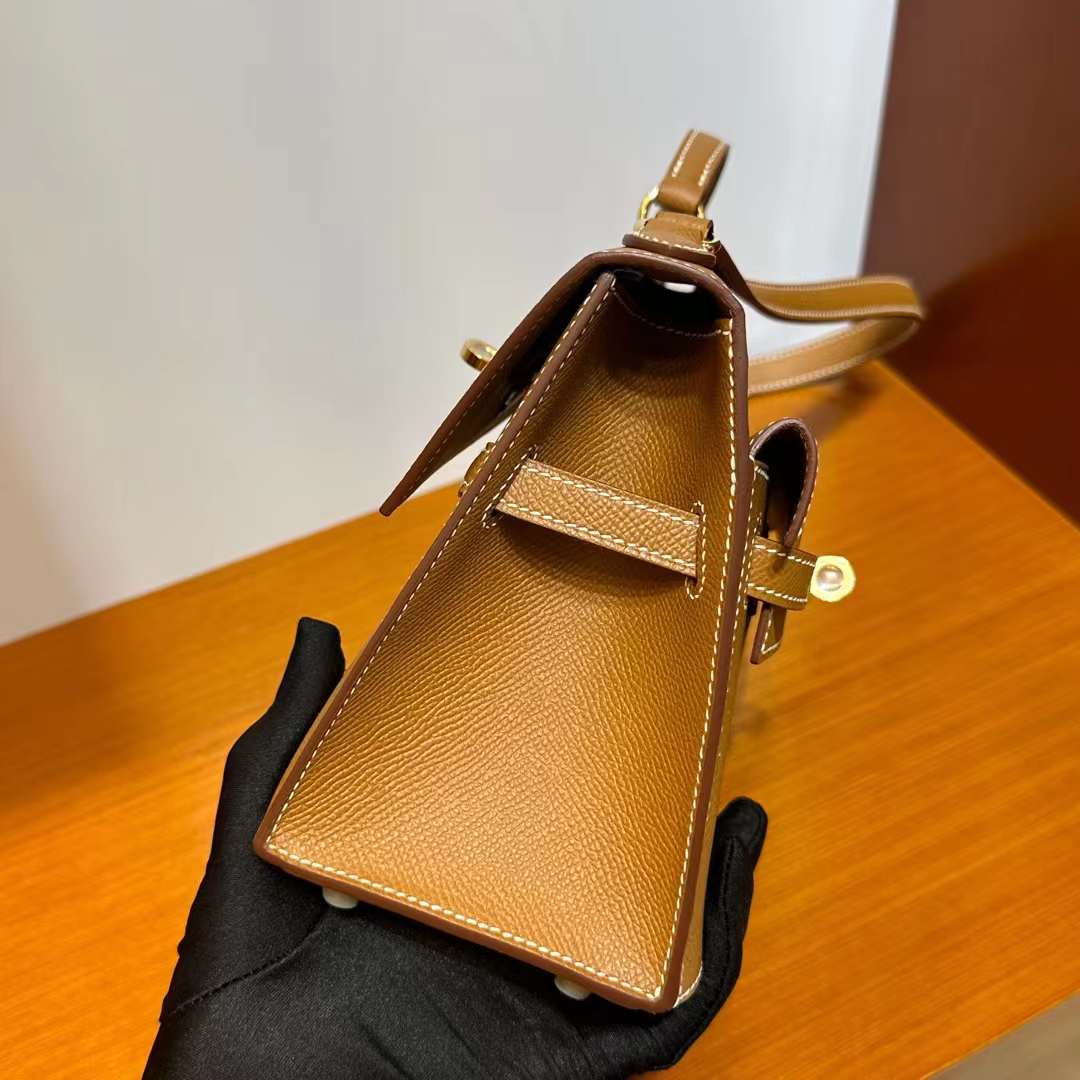 Hermès（爱马仕）Kelly Desordre Epsom Ck37 金棕色 金扣 20cm 全手工蜡线缝 Ghw