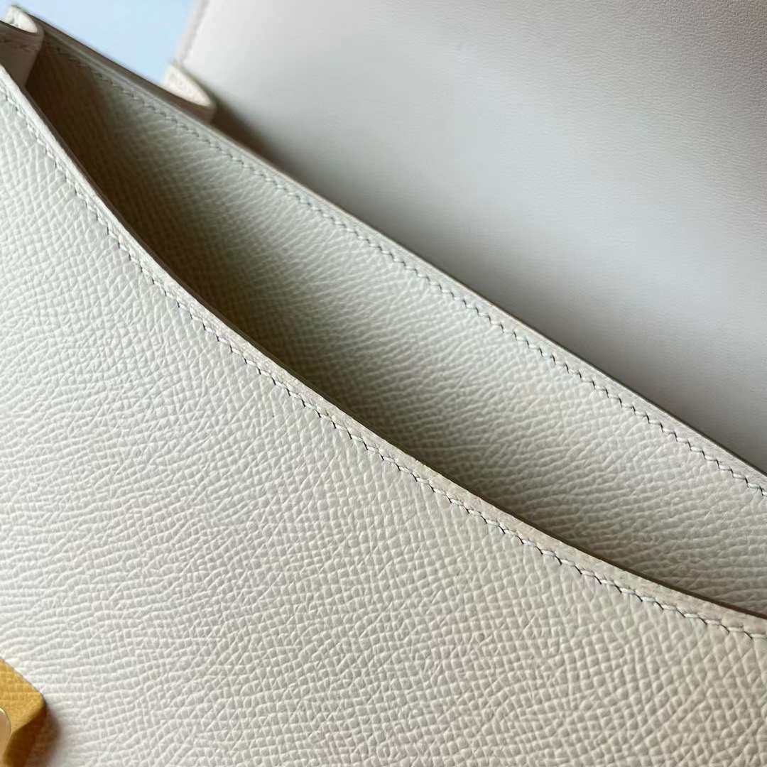 Hermès（爱马仕）Constance 空姐包 Epsom I2 奶油白 金扣 24cm 全手工蜡线缝 Ghw