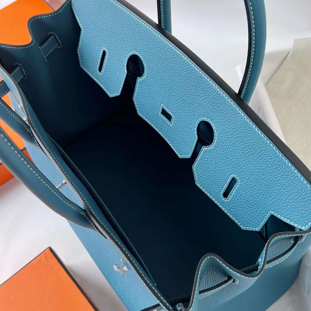 Hermès（爱马仕）Birkin 铂金包 Togo Ck75 牛仔蓝 银扣 35cm 全手工蜡线缝 Phw