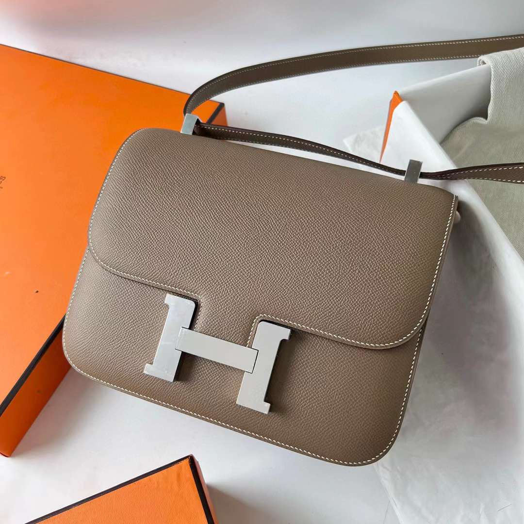 Hermès（爱马仕） Constance 空姐包 Epsom Ck18 大象灰 银扣 24cm 全手工蜡线缝 Phw