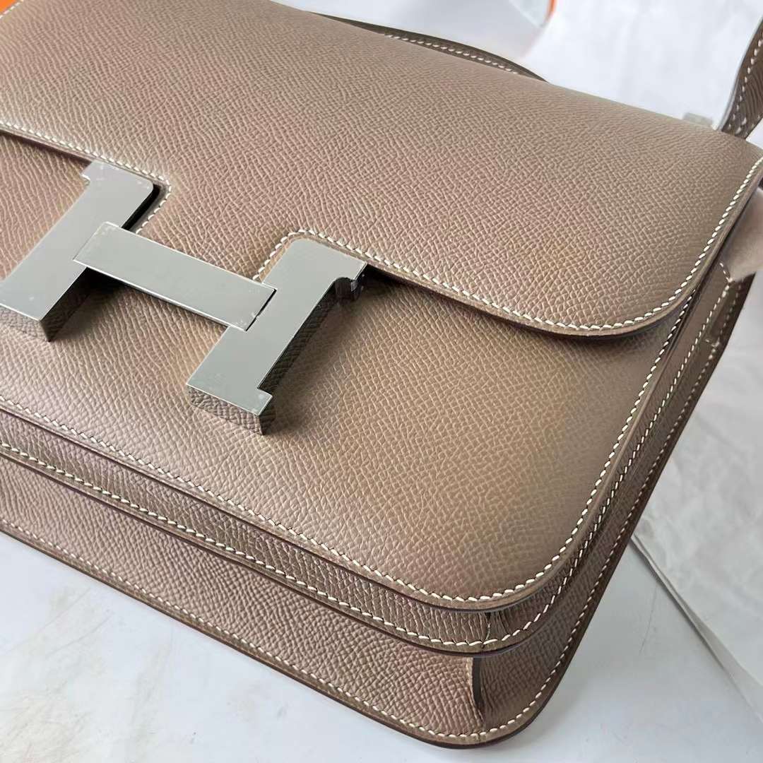 Hermès（爱马仕） Constance 空姐包 Epsom Ck18 大象灰 银扣 24cm 全手工蜡线缝 Phw