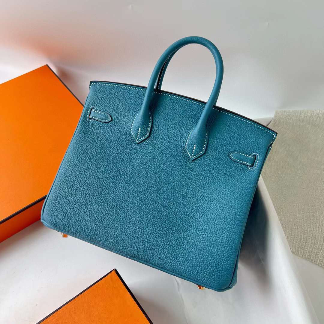 Hermès（爱马仕）Birkin 铂金包 Togo皮 Ck75 牛仔蓝 金扣 25cm Ghw