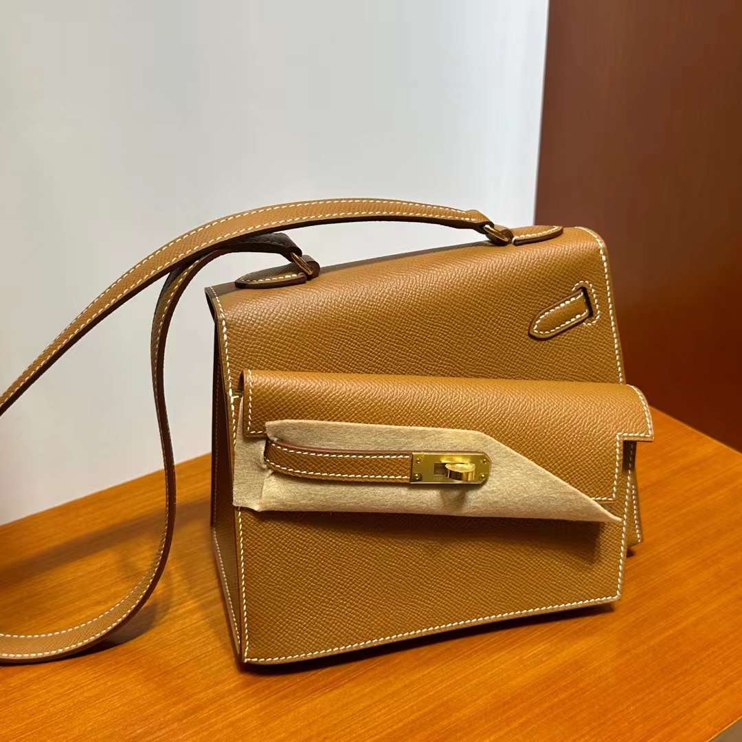 Hermès（爱马仕）Kelly Desordre Epsom Ck37 金棕色 金扣 20cm 全手工蜡线缝 Ghw