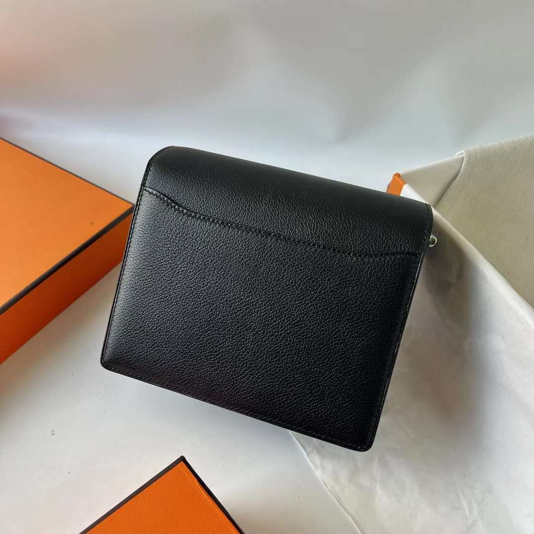 Hermès（爱马仕）Roulis 猪鼻子 Evercolor Ck89 黑色 金扣 18cm 全手工蜡线缝 Ghw