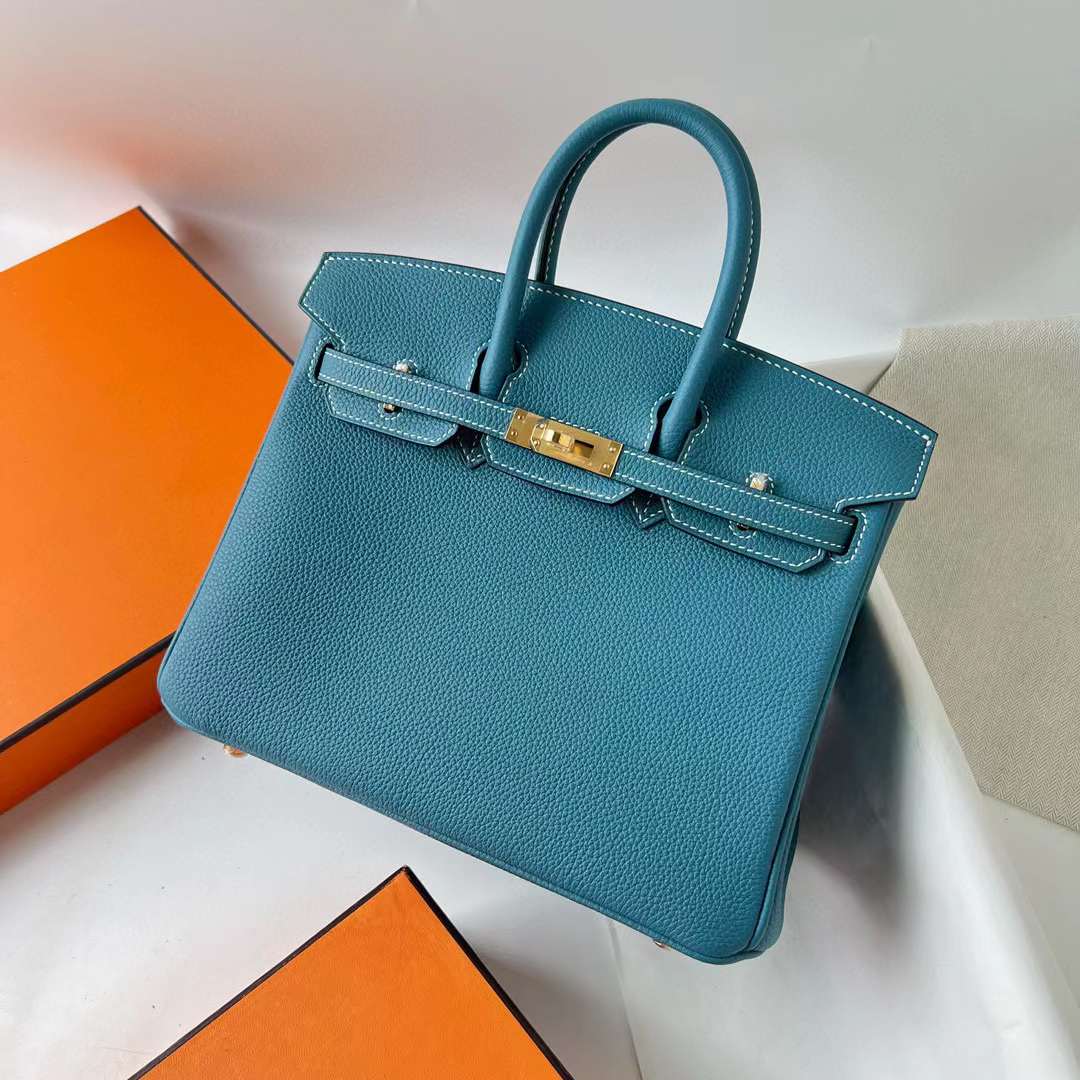 Hermès（爱马仕）Birkin 铂金包 Togo皮 Ck75 牛仔蓝 金扣 25cm Ghw